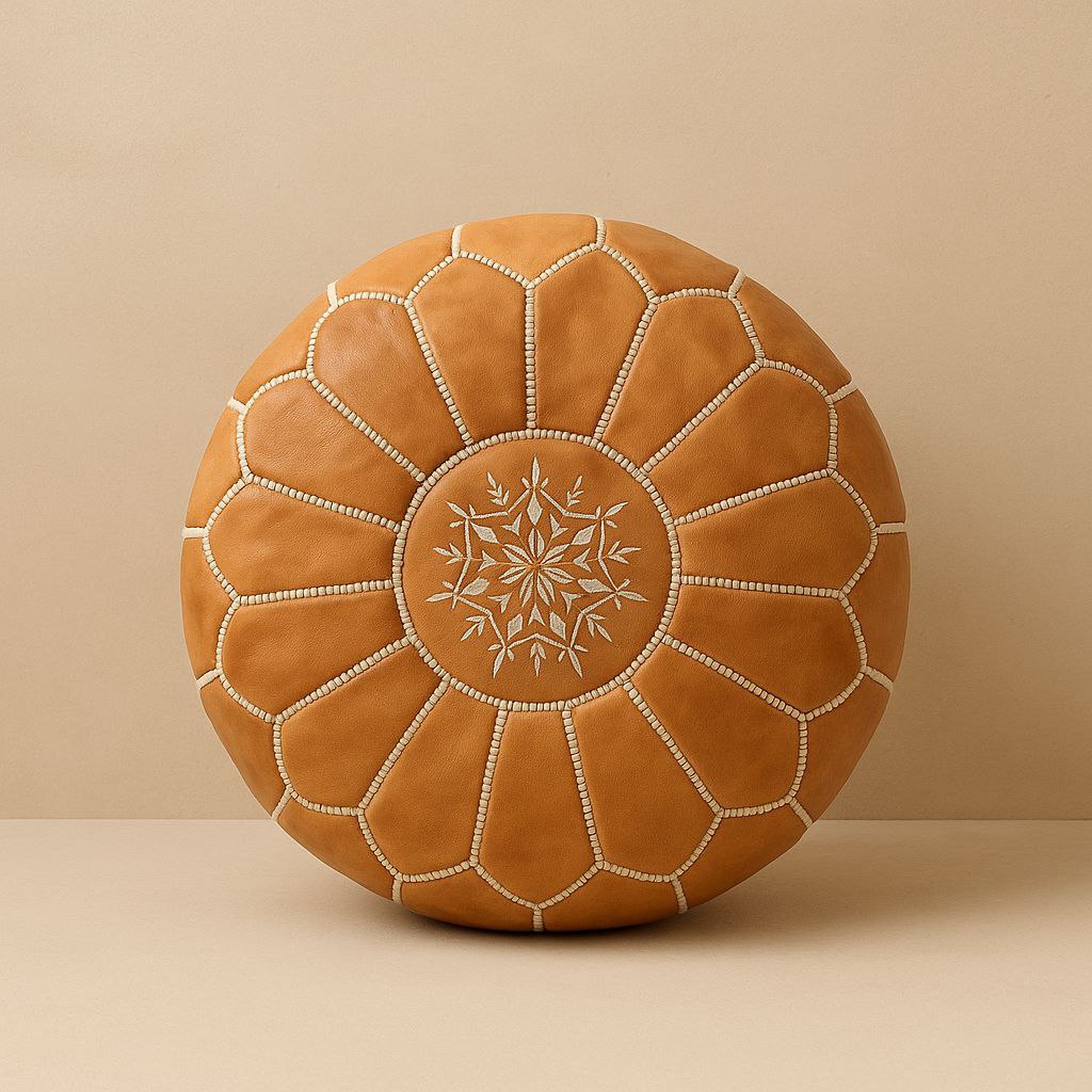Moroccan Leather Pouf