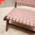 Handmade Walnut Wood Leather Chair: Moroccan Bohemian Decor