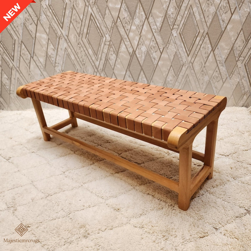 Moroccan Artisan chair – Tan leather – Handmade Berber Lounge Chairs