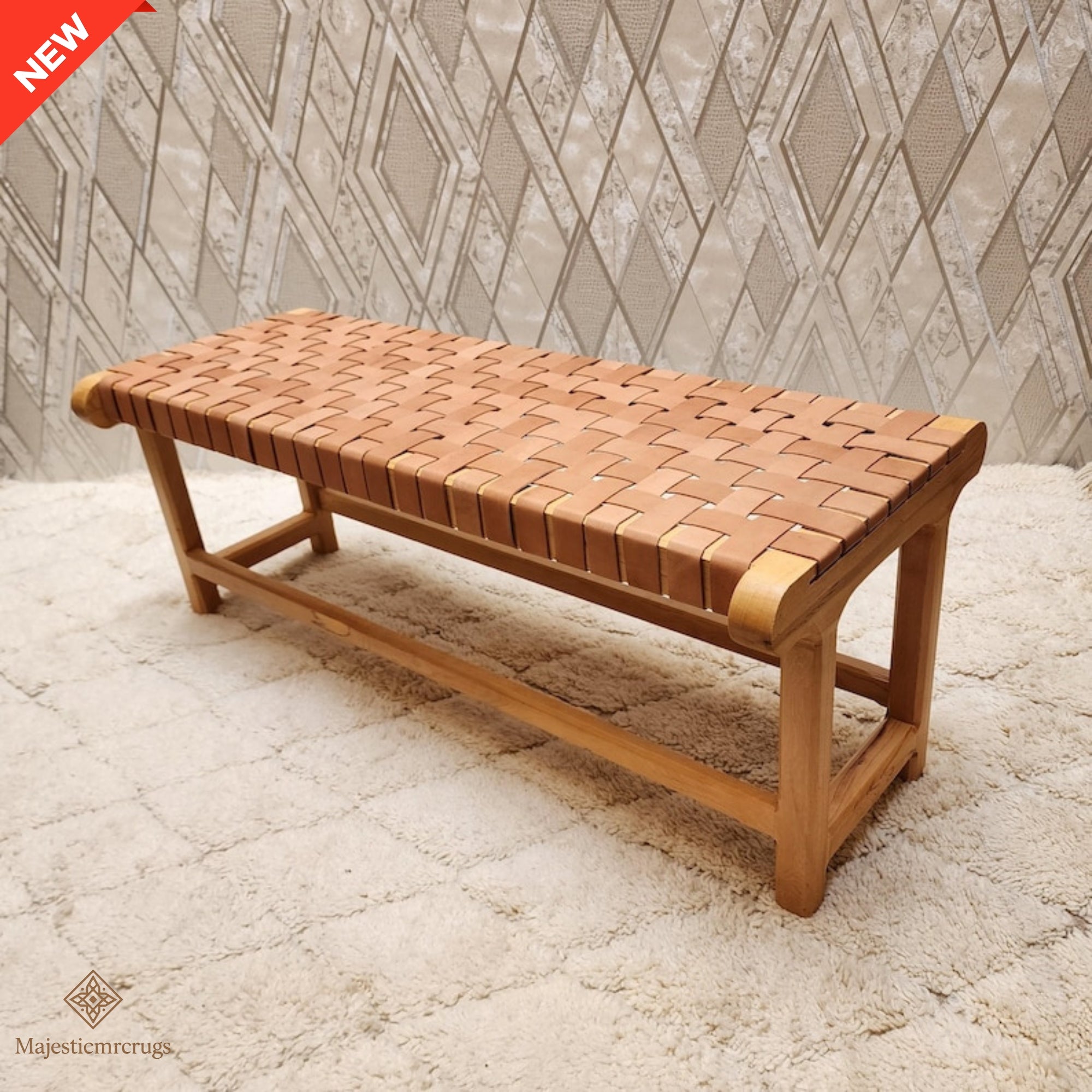 Moroccan Artisan chair – Tan leather – Handmade Berber Lounge Chairs