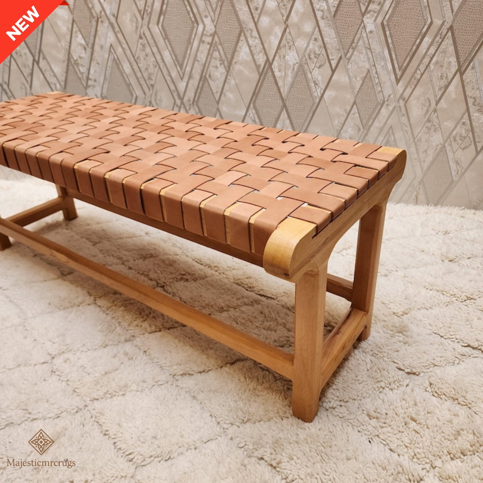 Moroccan Artisan chair – Tan leather – Handmade Berber Lounge Chairs