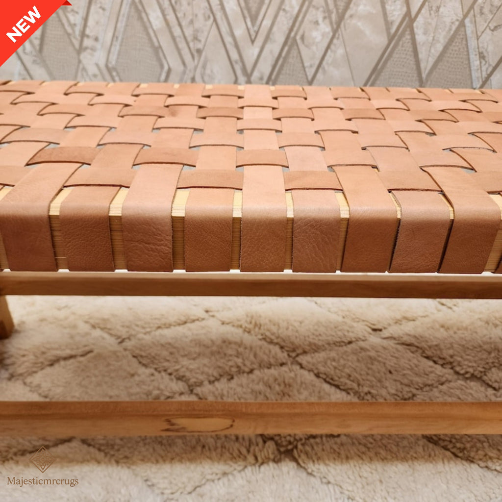 Moroccan Artisan chair – Tan leather – Handmade Berber Lounge Chairs