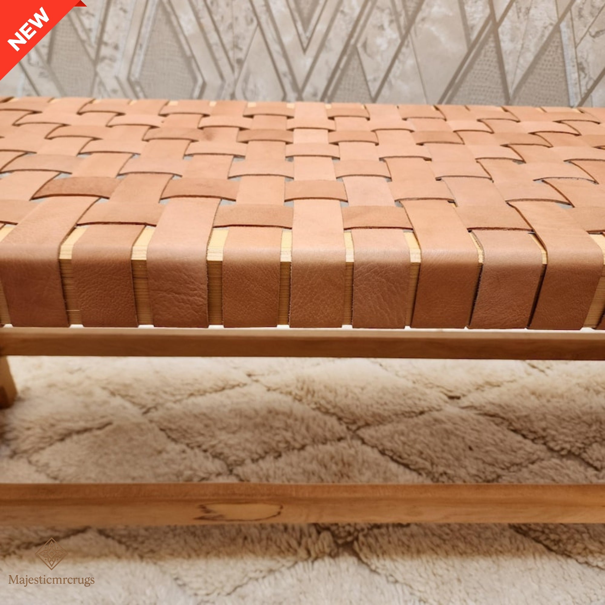 Moroccan Artisan chair – Tan leather – Handmade Berber Lounge Chairs