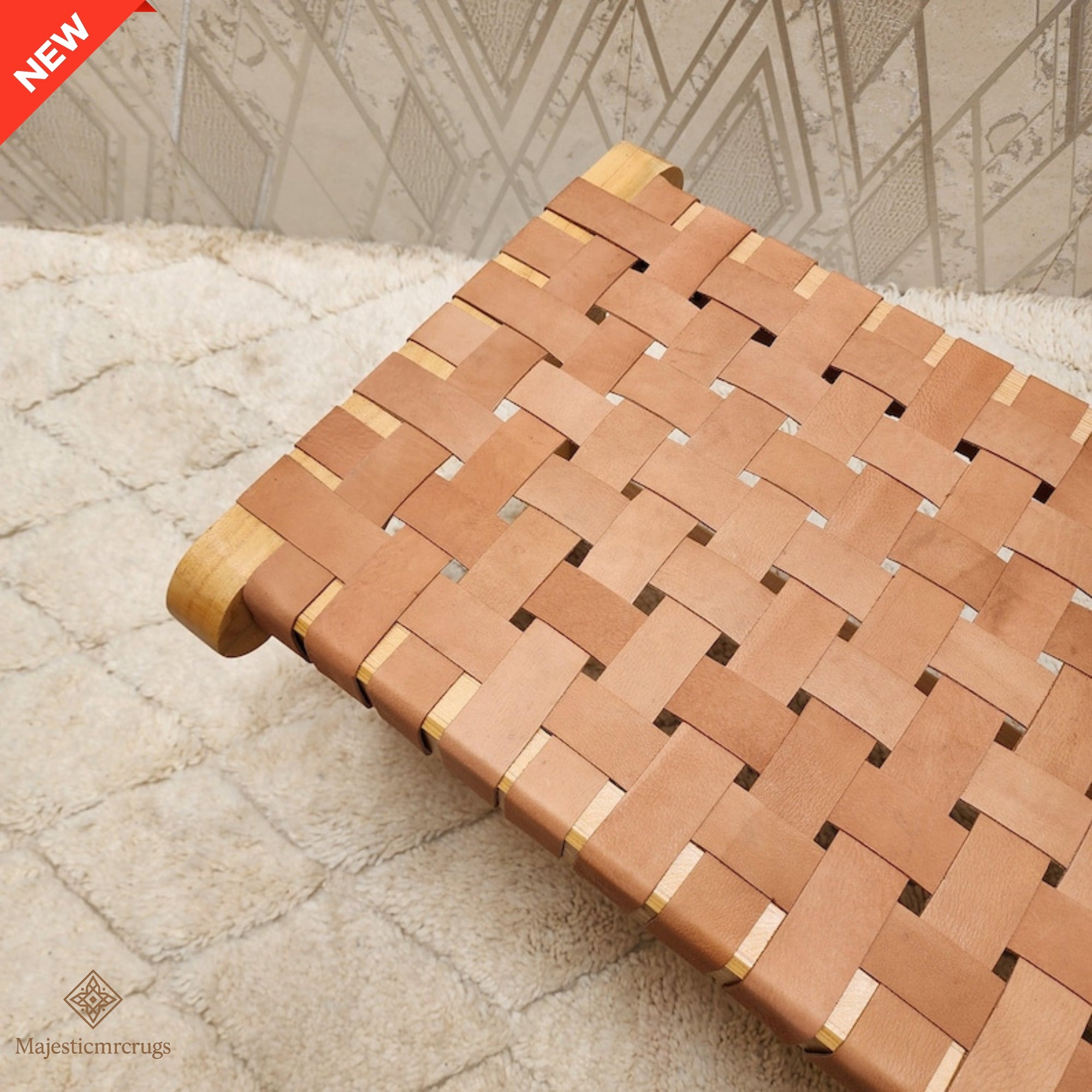 Moroccan Artisan chair – Tan leather – Handmade Berber Lounge Chairs