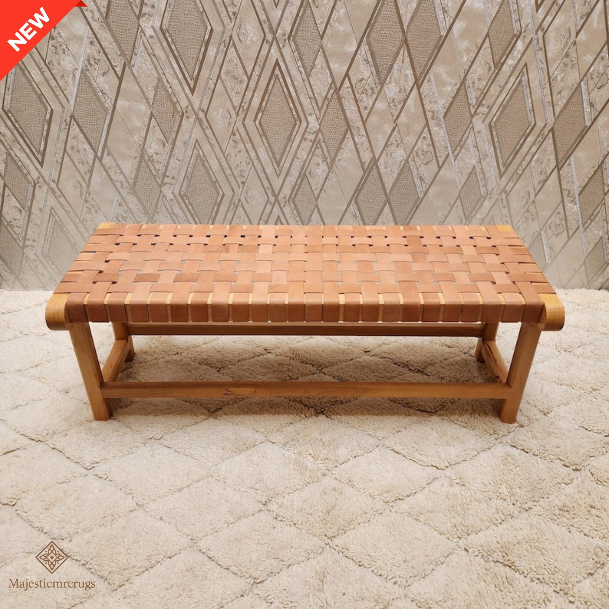 Moroccan Artisan chair – Tan leather – Handmade Berber Lounge Chairs