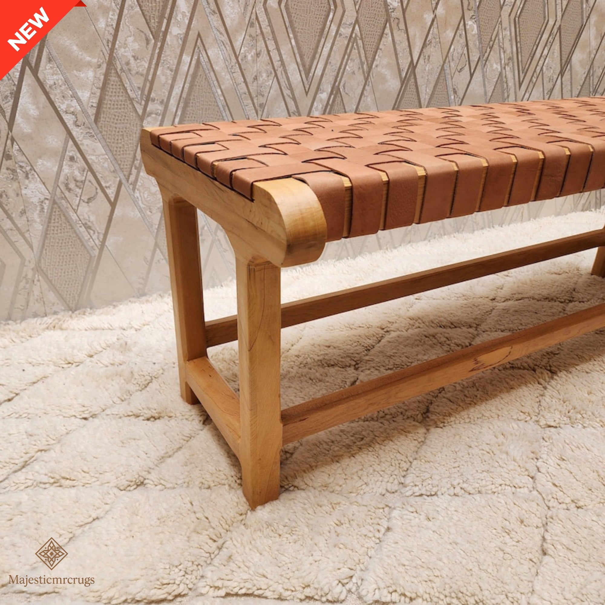 Moroccan Artisan chair – Tan leather – Handmade Berber Lounge Chairs