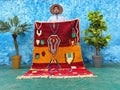 Handwoven Moroccan Amazigh Rug – Authentic Atlas Wool Carpet in Red & Gold – Berber Tribal Home Décor