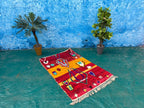 Handwoven Moroccan Amazigh Rug – Authentic Atlas Wool Carpet in Red & Gold – Berber Tribal Home Décor